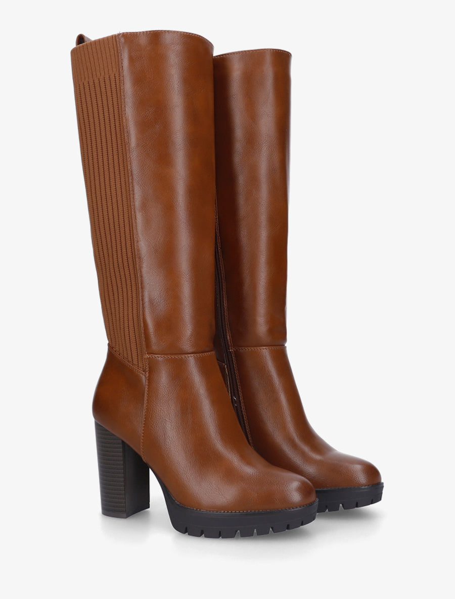 Bottes à talon et semelle crantée - Camel - 4