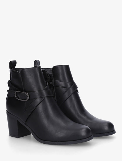 Bottines en simili à sangles - Noir - 4