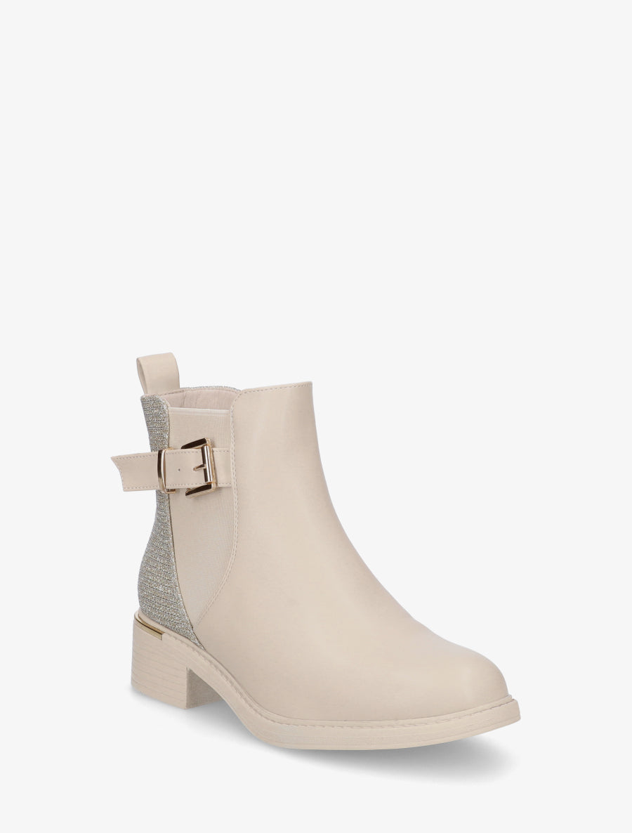 Bottines élastiquées à contrefort pailleté - Beige - 2