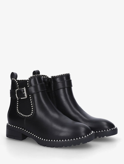 Bottines élastiquées et cloutées en simili - Noir - 4