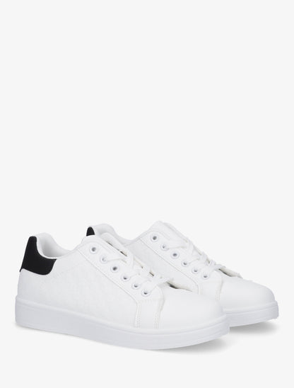 Baskets en simili à motif damier - Noir/blanc - 4