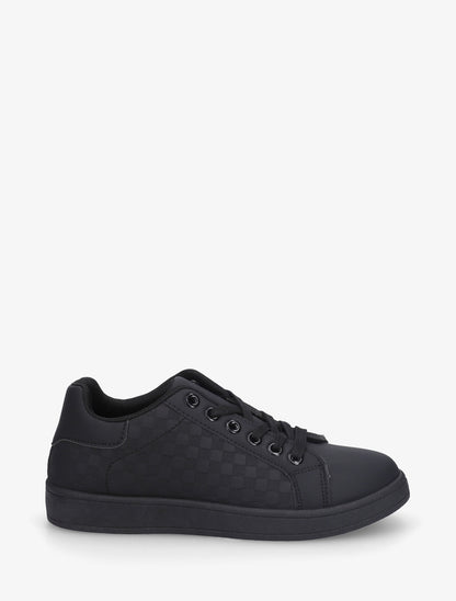 Baskets en simili à motif damier - Noir - 1