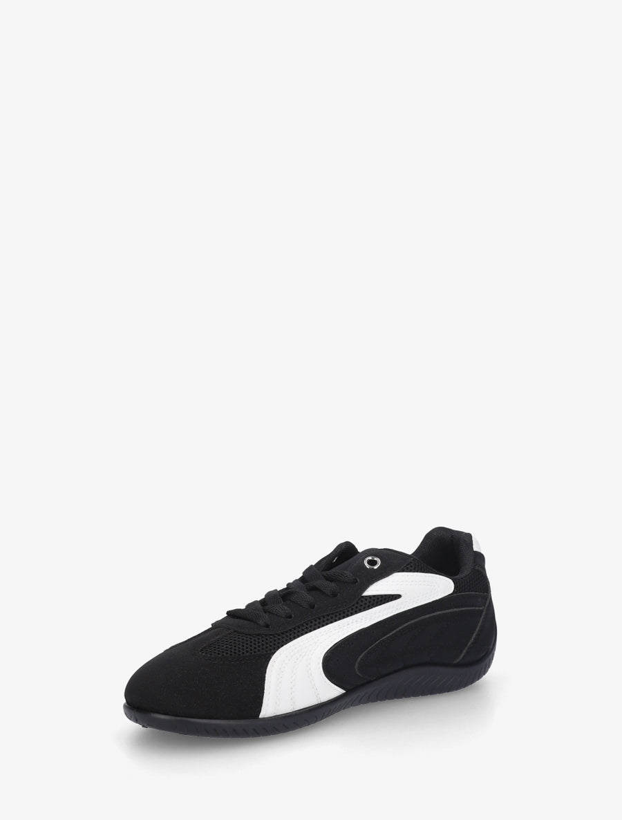 Sneakers à empiècement effet nubuck et mesh - Noir - 3