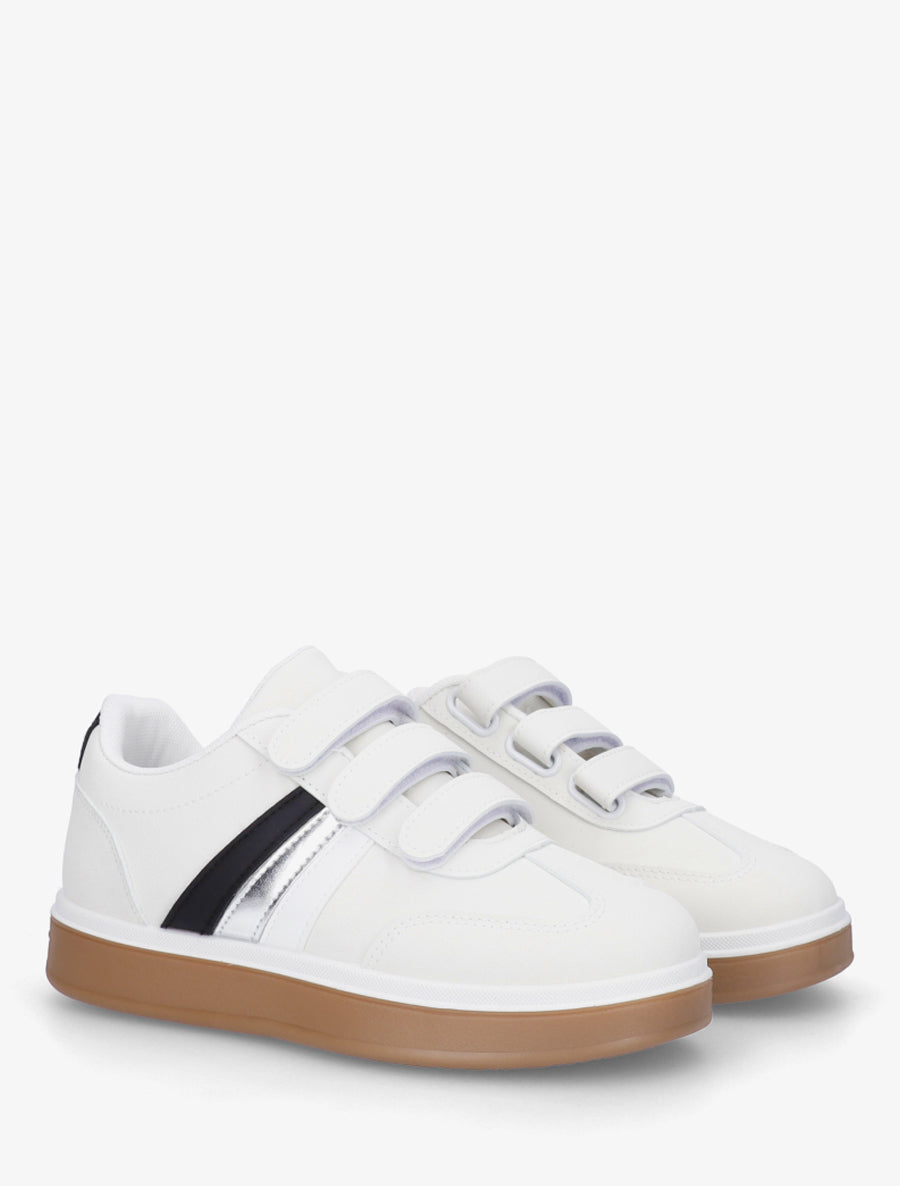 Sneakers à scratch et semelle caoutchouc - Blanc - 4