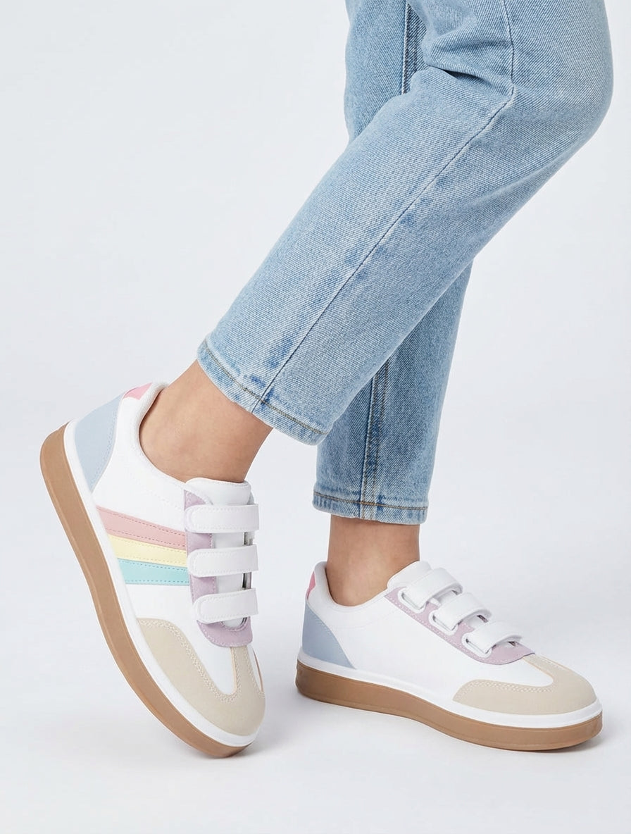 Sneaker mit Klettverschluss und Gummisohle. - Multi