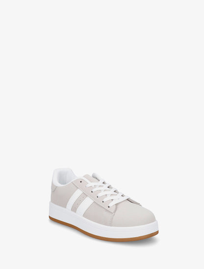 Sneakers effet nubuck à bandes contrastantes - Gris - 2