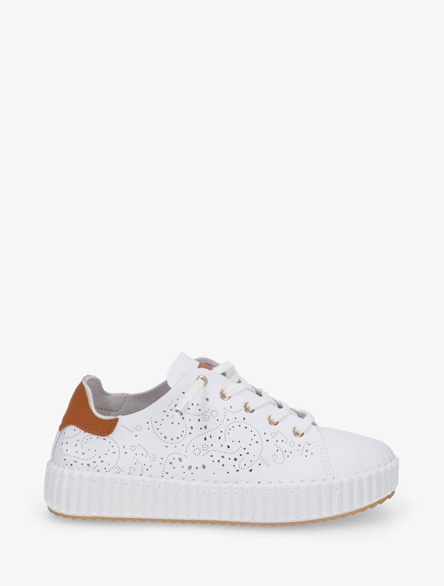 Sneakers souples à motifs ajourés - Blanc - 1