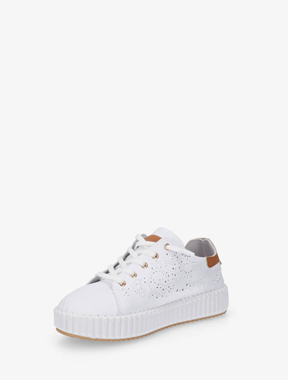 Sneakers souples à motifs ajourés - Blanc - 3