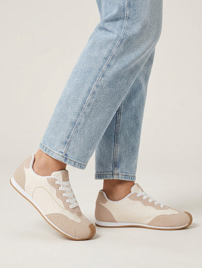 Texturierte Sneaker in Nubukoptik - Beige