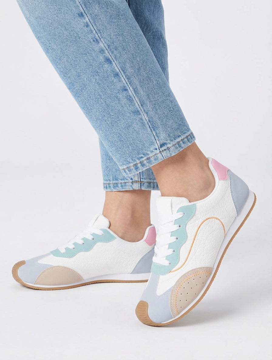 Texturierte Sneaker in Nubukoptik - Wassergrün