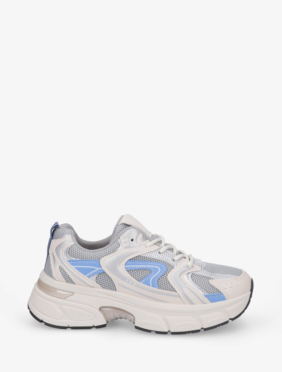 Baskets style running en toile - Gris - 1