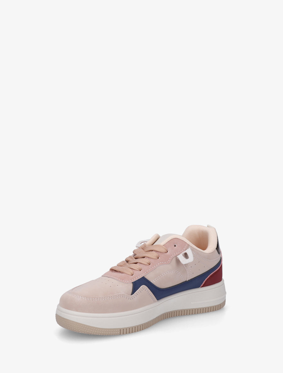 Baskets effet nubuck à semelle épaisse - Rose - 3