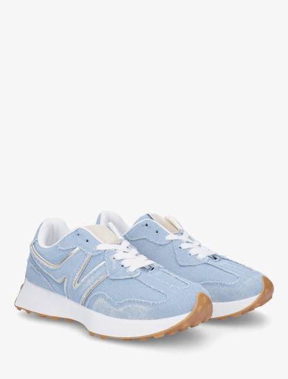 Baskets en jean à détail irisé - Bleu ciel - 4