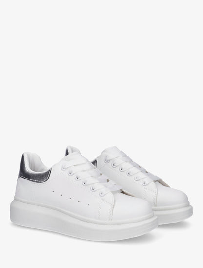 Baskets à contrefort contrastant - Blanc/argent - 4