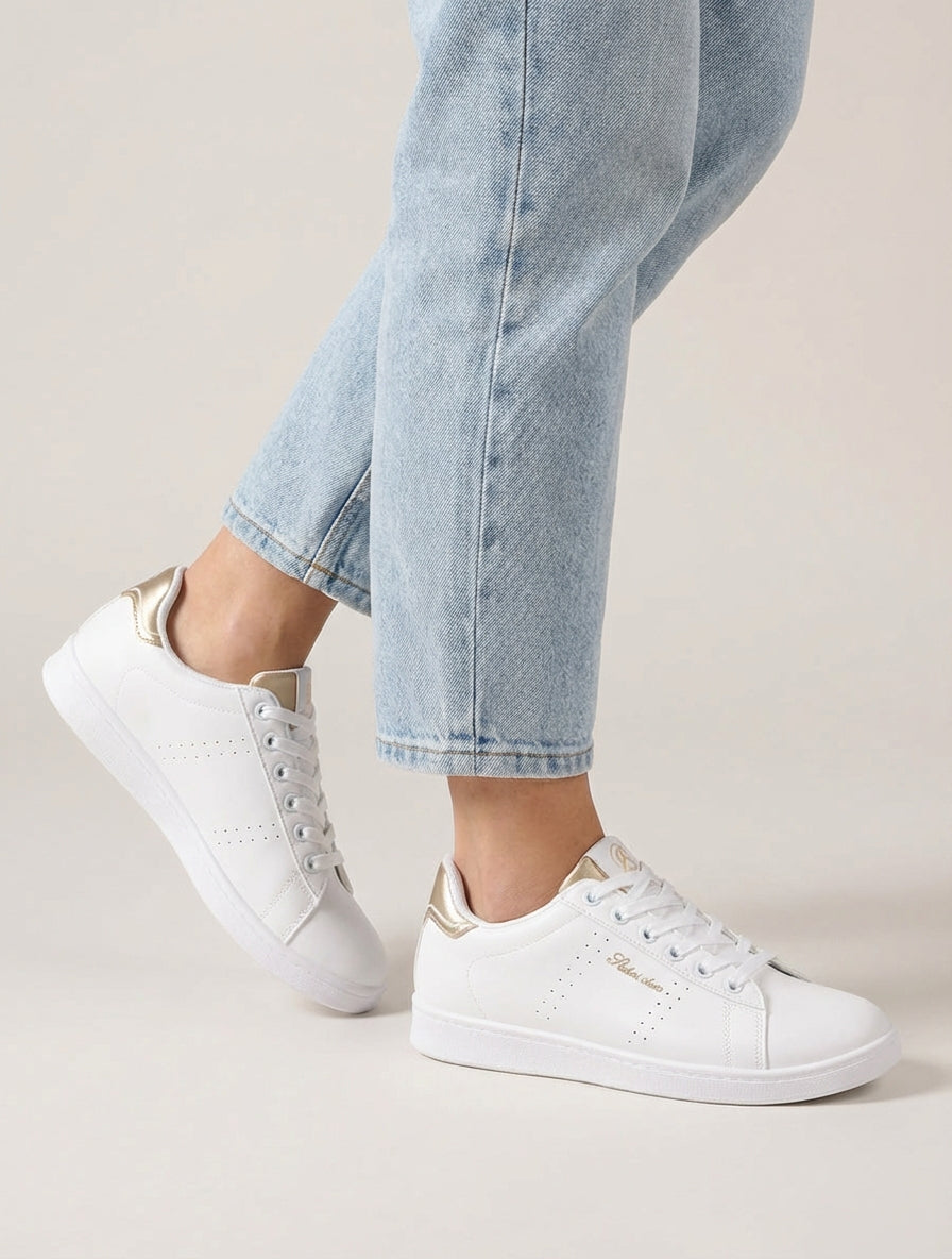 Sneaker aus Kunstleder mit gesticktem Schriftzug - Oder