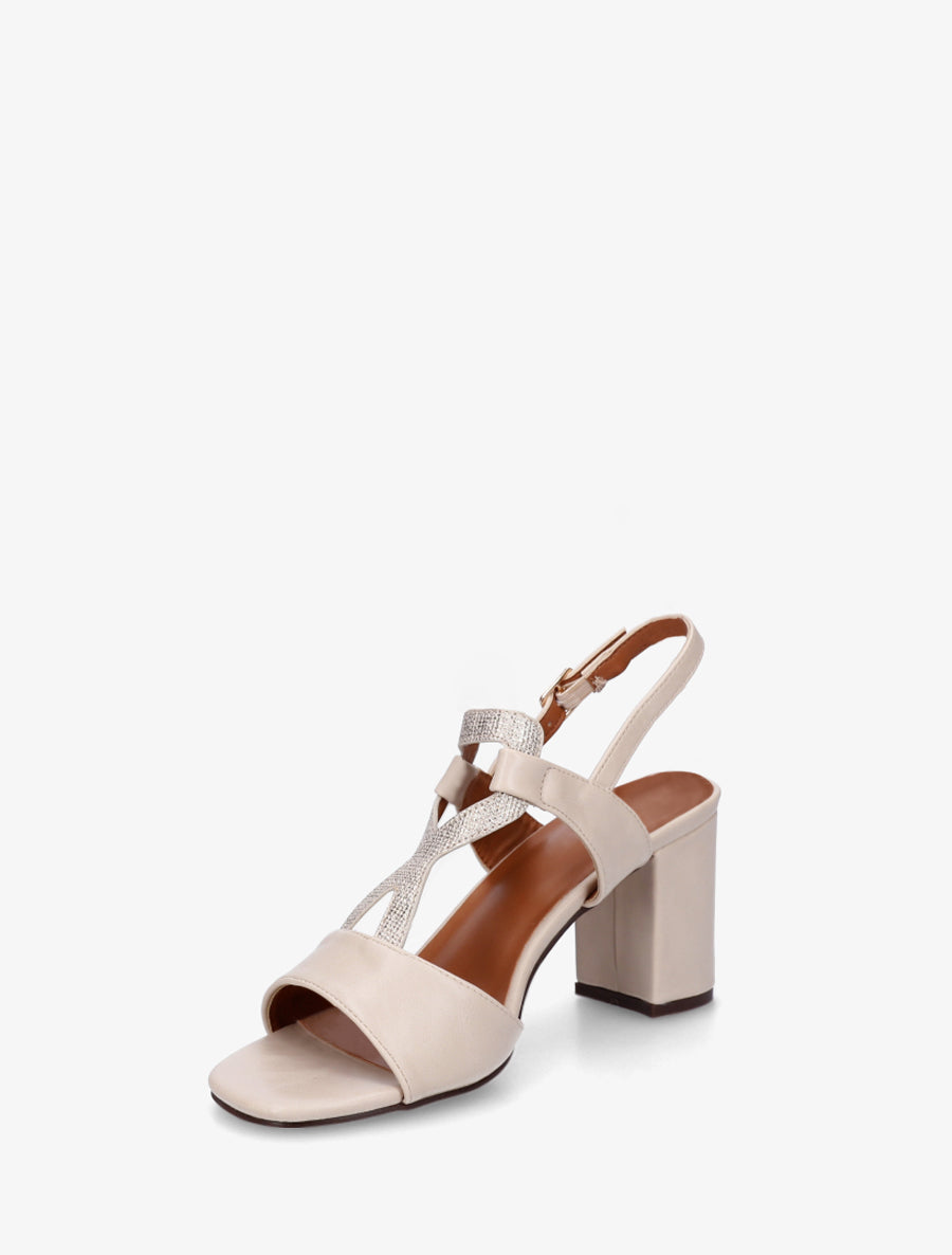 Sandales à empiècement irisé - Crème - 3
