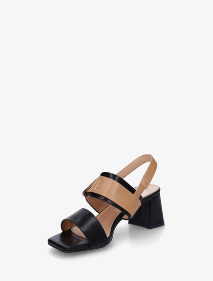 Sandales bicolore à talon - Noir - 3