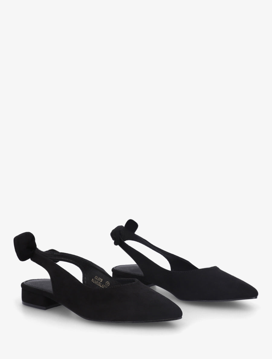 Ballerines en suédine à talon - Noir - 4