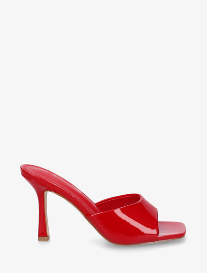 Mules vernies à talon aiguille - Rouge - 1