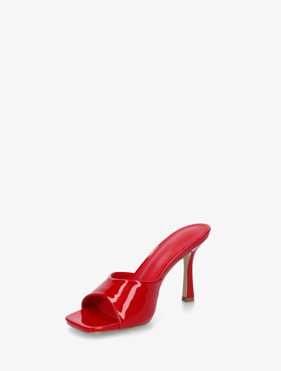 Mules vernies à talon aiguille - Rouge - 3