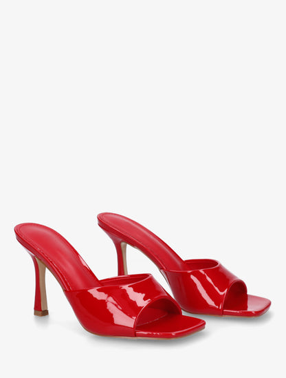 Mules vernies à talon aiguille - Rouge - 4