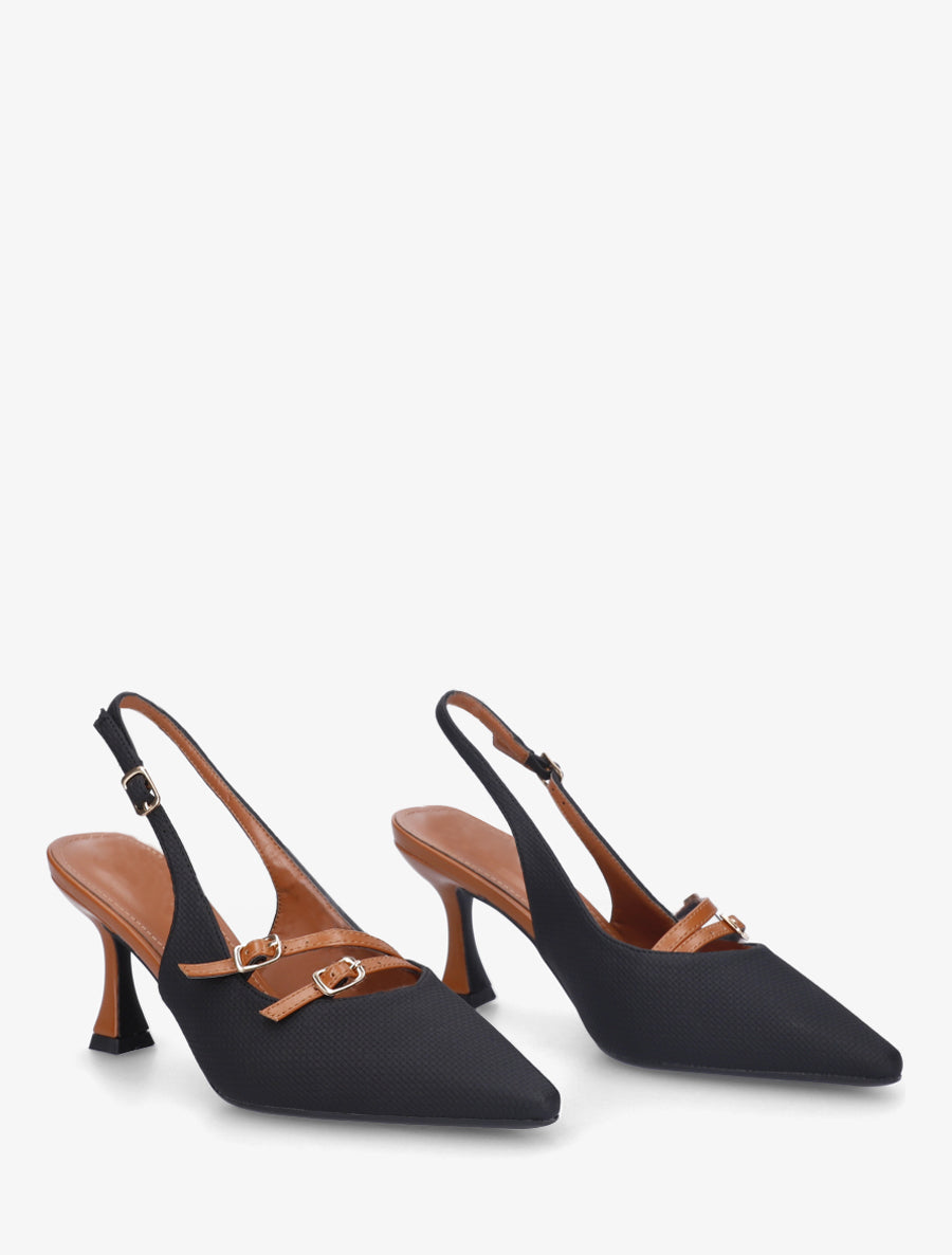 Escarpins en simili texturé à talon - Noir - 4