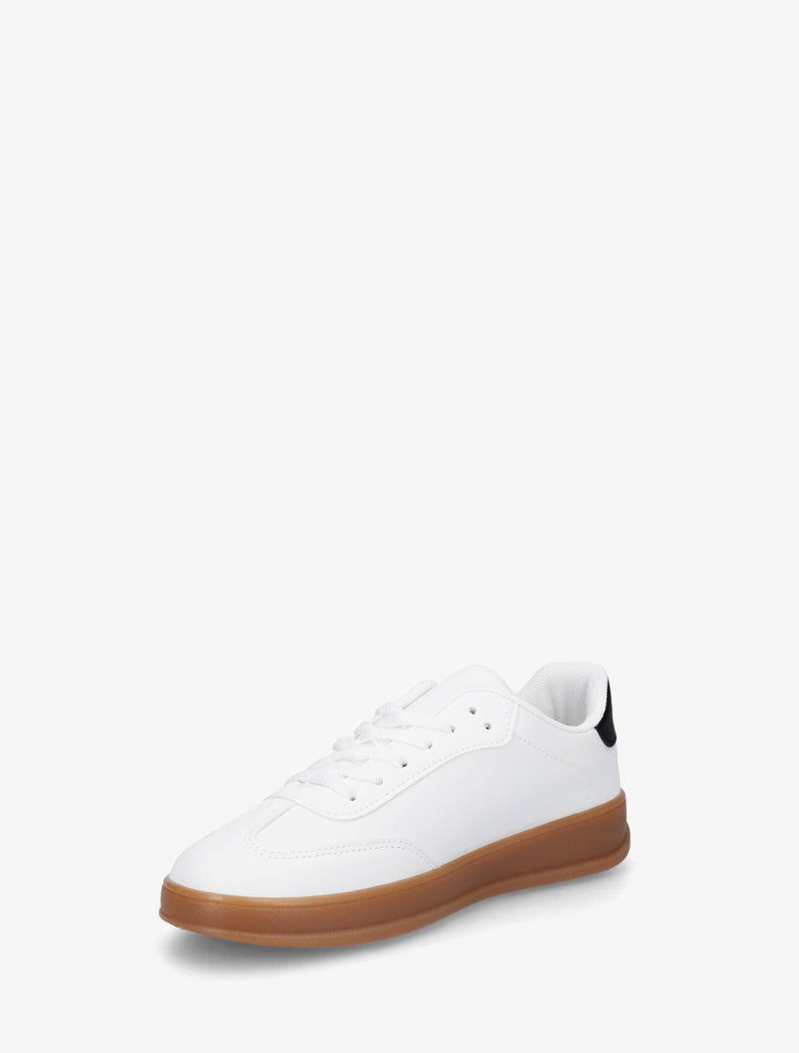 Sneakers unies à semelle caoutchouc - Blanc - 3