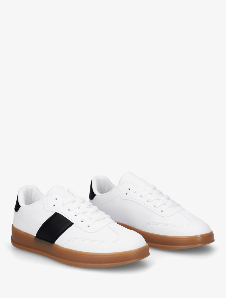 Sneakers unies à semelle caoutchouc - Blanc - 4