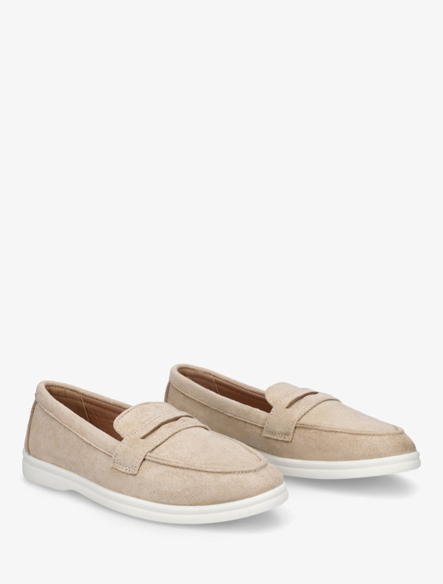 Mocassins unis en suédine - Beige - 4