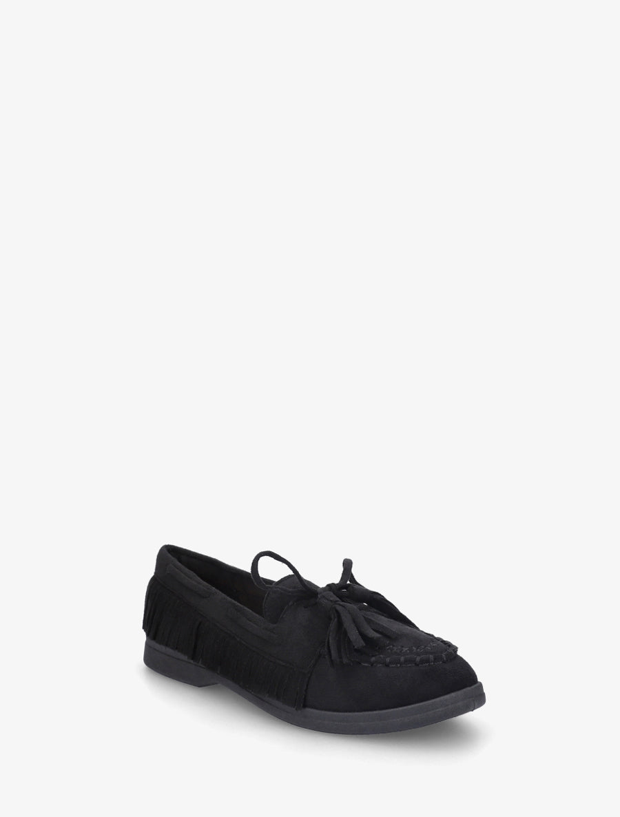 Mocassins en suédine à franges - Noir - 2