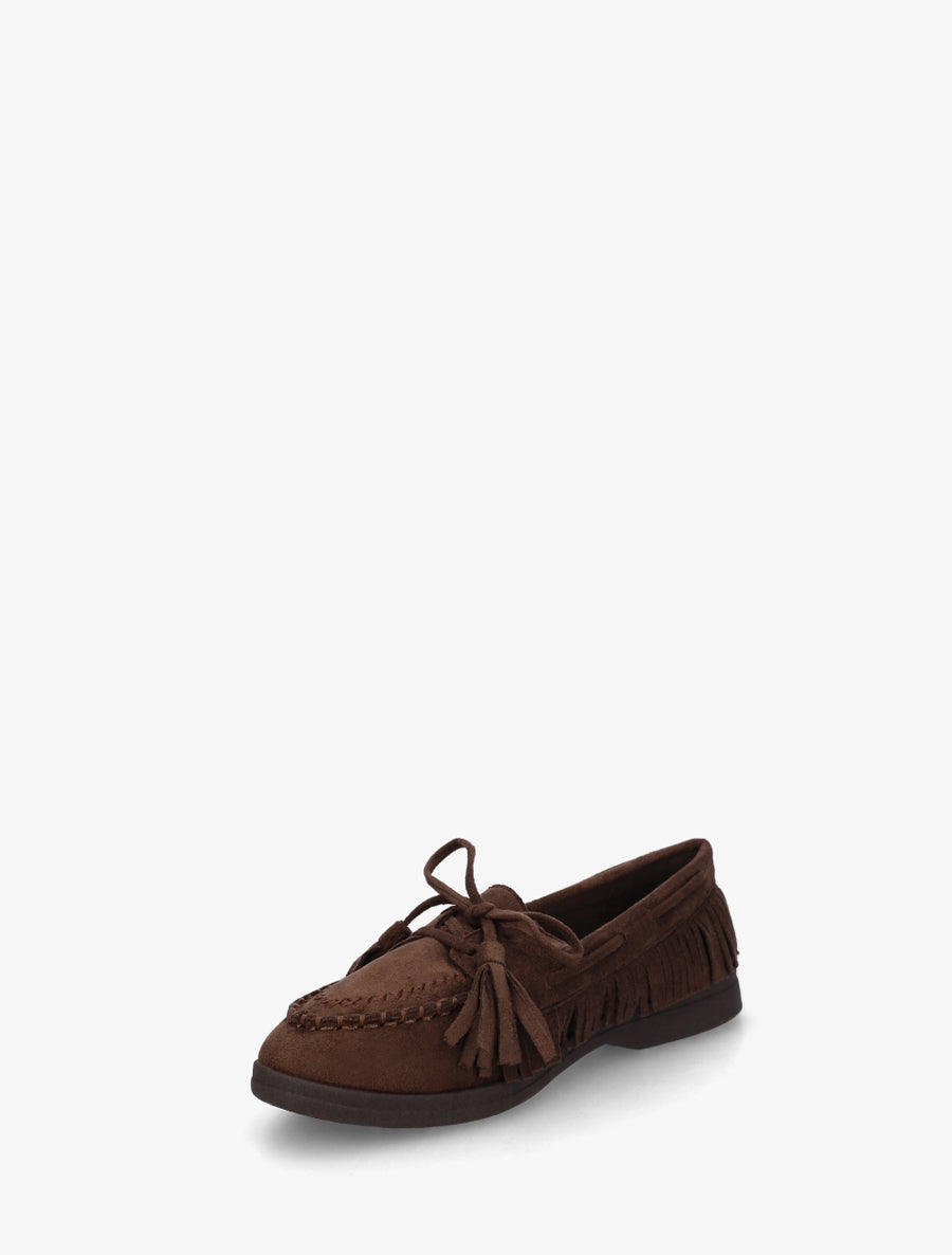 Mocassins en suédine à franges - Marron - 3