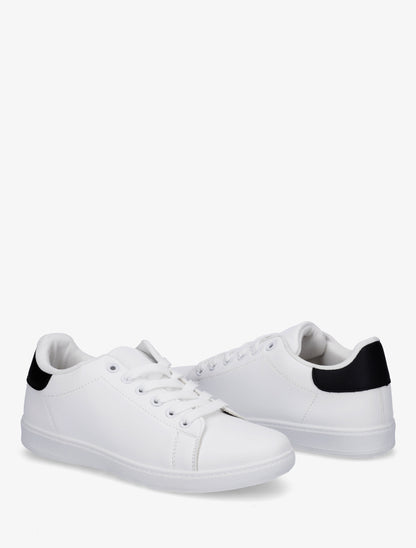 Sneakers basiques en simili - Noir/blanc - 4