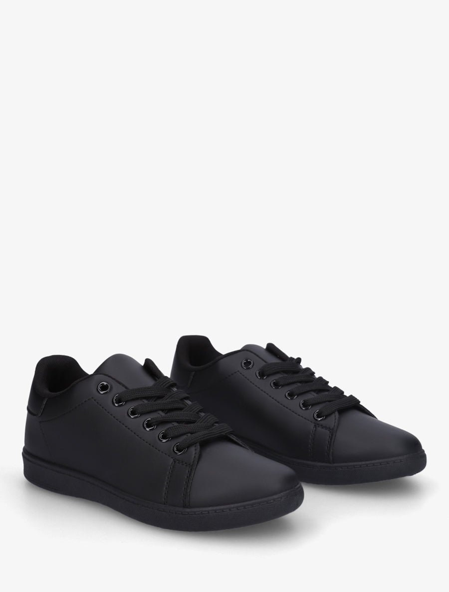 Sneakers basiques en simili - Noir - 4