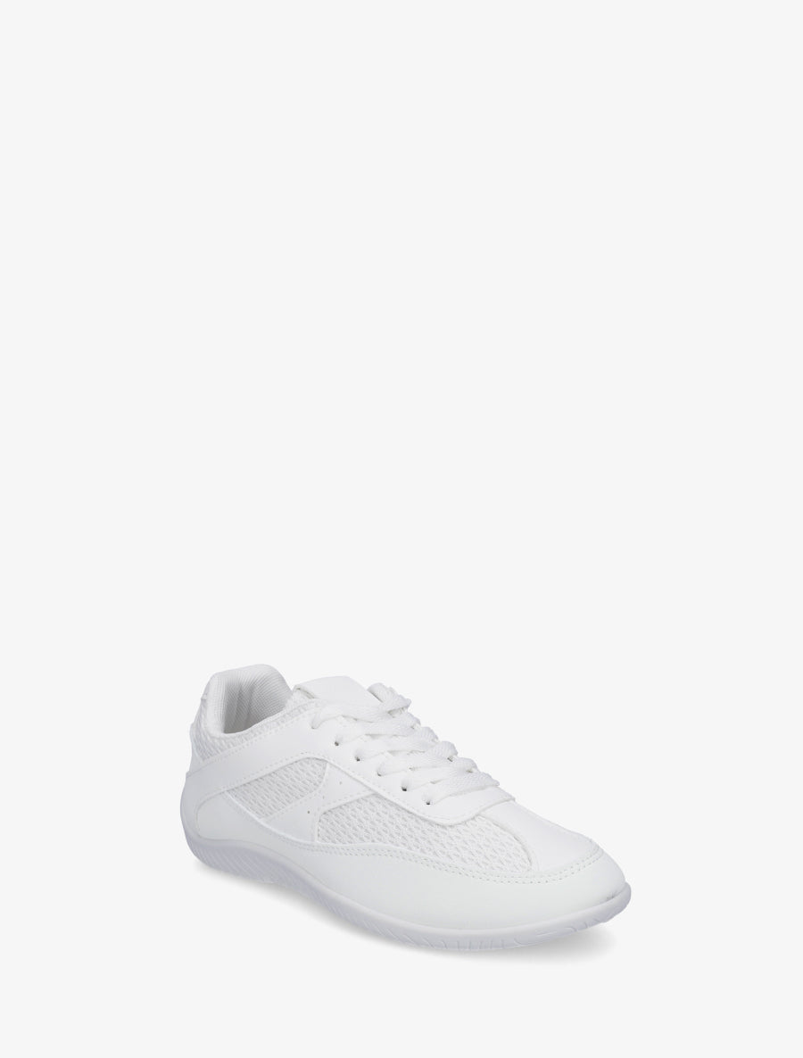 Sneakers en simili et toile - Blanc - 2