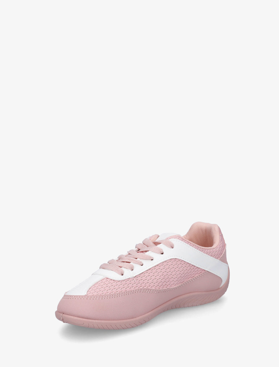 Sneakers en simili et toile - Rose - 3