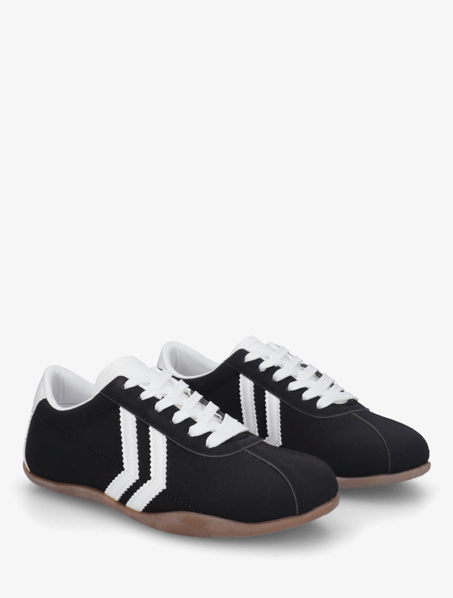 Baskets en suédine à bandes contrastantes - Noir - 4