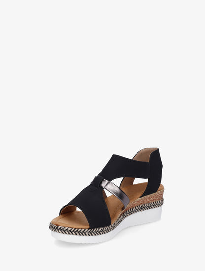 Sandales à scratch et talon compensé - Noir - 3