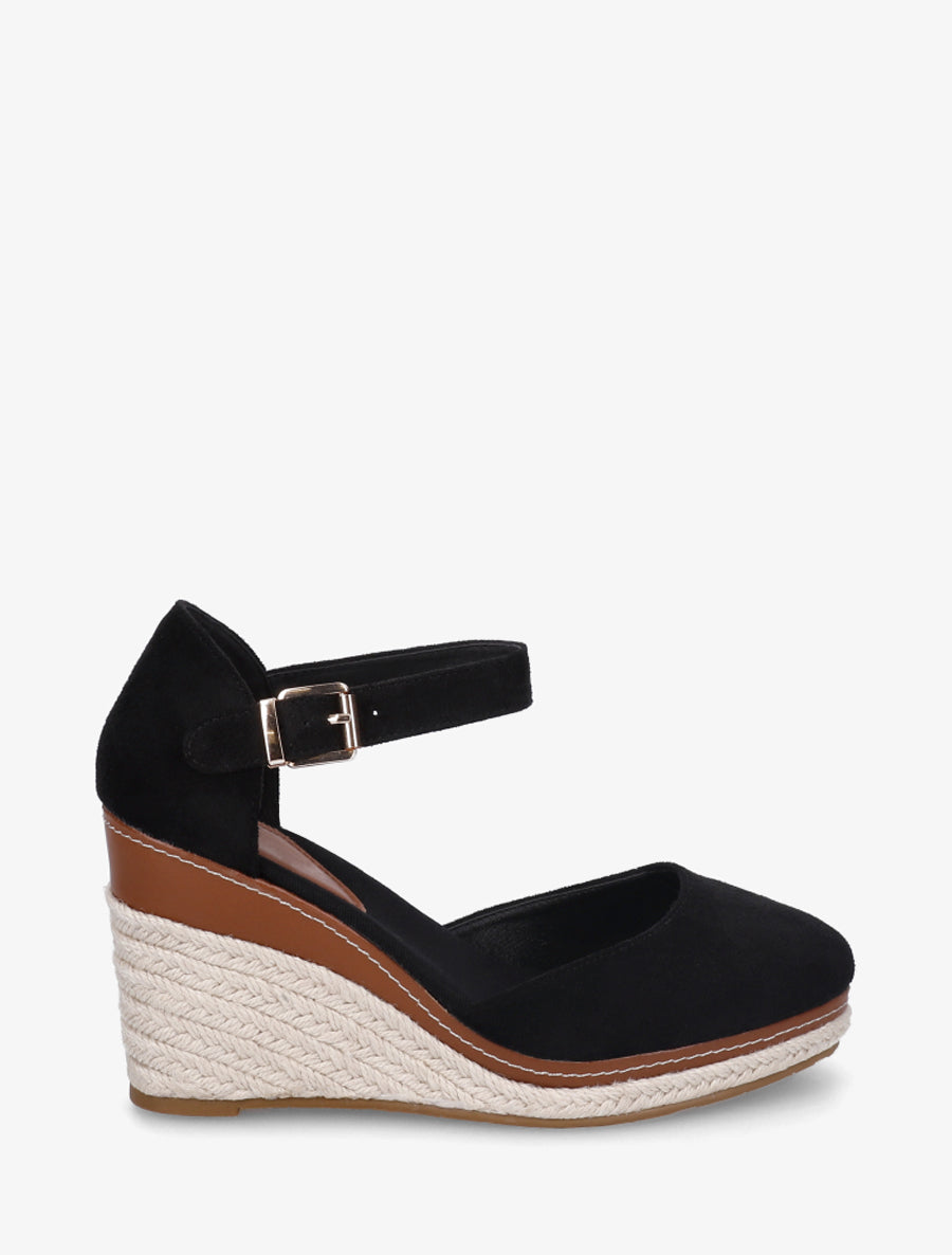 Espadrilles compensées en suédine - Noir - 1