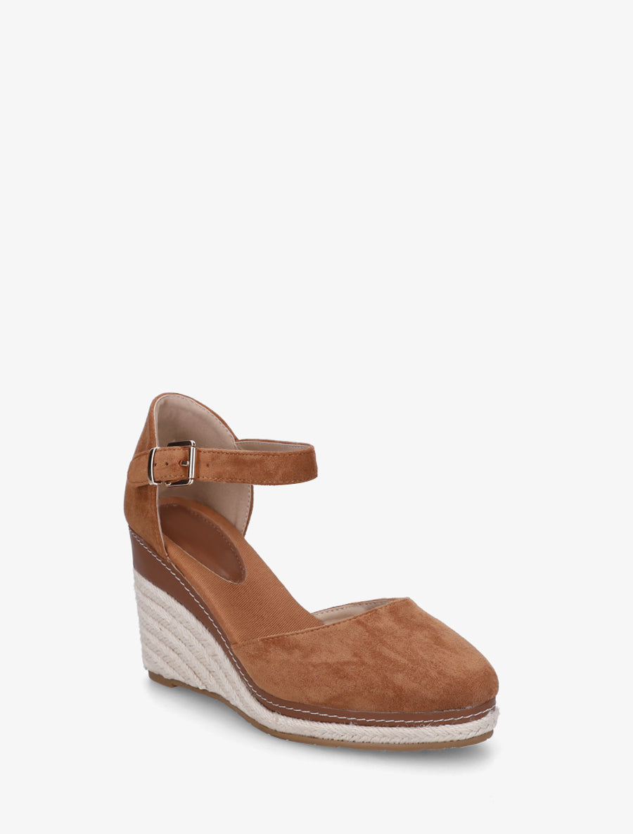 Espadrilles compensées en suédine - Camel - 2