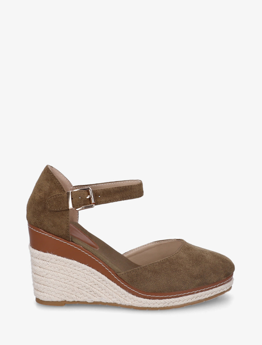 Espadrilles compensées en suédine - Kaki - 1