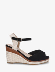 Sandales compensées à contrefort imprimé damier - Noir - 1