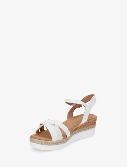 Sandales compensées à brides fantaisies pailletées - Blanc - 3