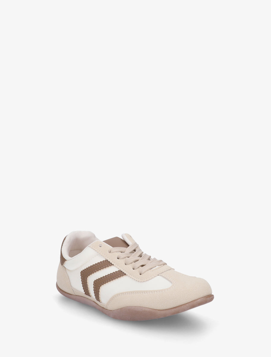 Baskets bimatière à contrefort contrastant - Beige - 2