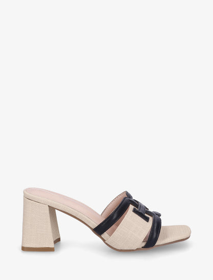 Mules en simili à bride fantaisie - Noir - 1