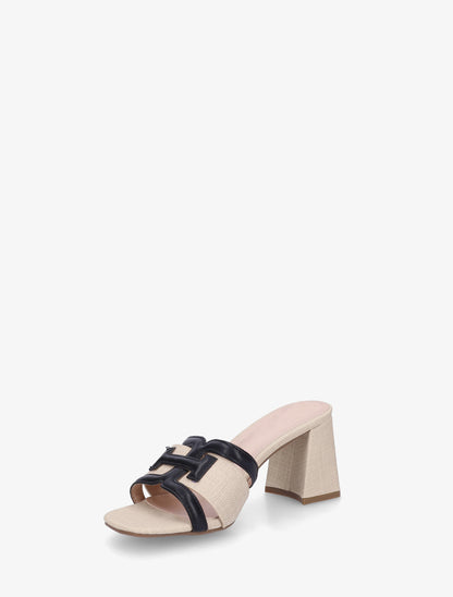 Mules en simili à bride fantaisie - Noir - 3
