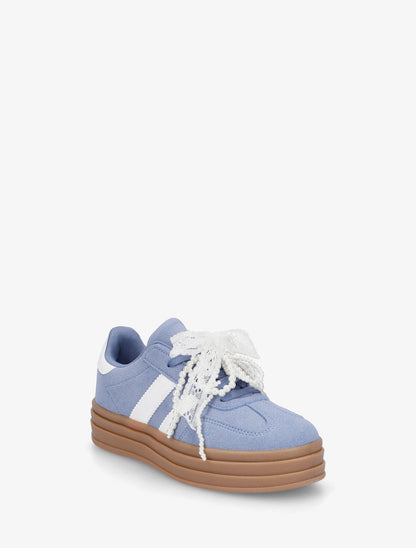 Sneakers effet nubuck à lacets stylisés - Bleu - 2