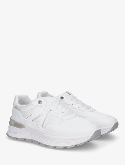 Baskets en simili et bandes contrastantes - Blanc - 4