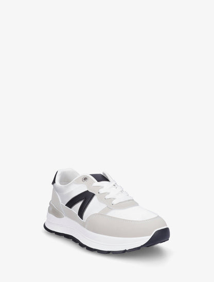 Baskets en simili et bandes contrastantes - Gris clair - 2