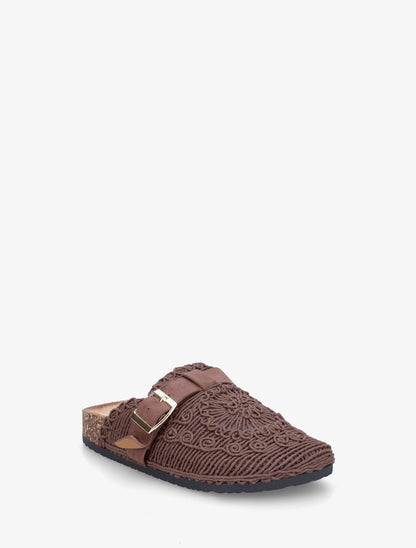 Mules fermées en macramé - Marron - 2