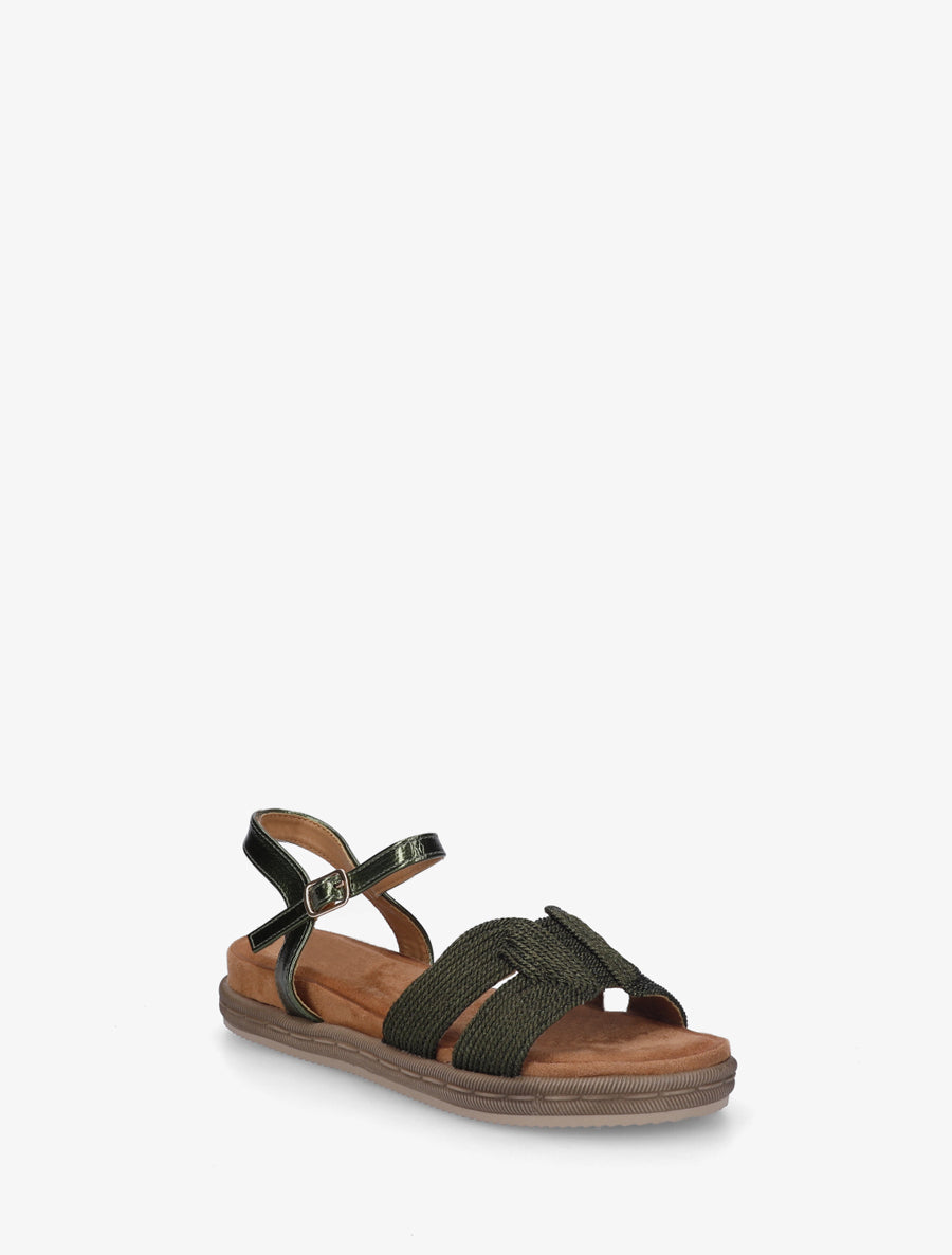 Sandales plates à bride en cordelettes - Kaki - 2